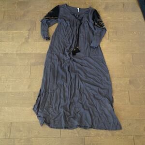 Raga Long Sleeve Pullover Midi Dress Boho Velvet Sleeve Gray Womens Size S